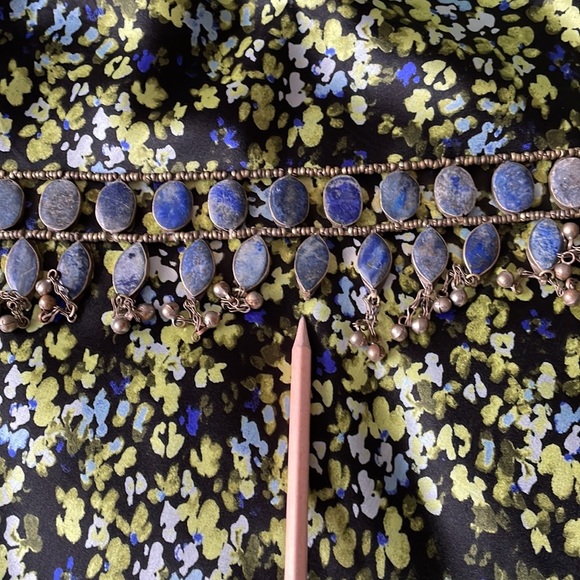 Lapis Lazuli Long Necklace or Belt ~ Vintage Bohemian Jewelry ~ Lapis Lazuli Bel - Picture 3 of 4
